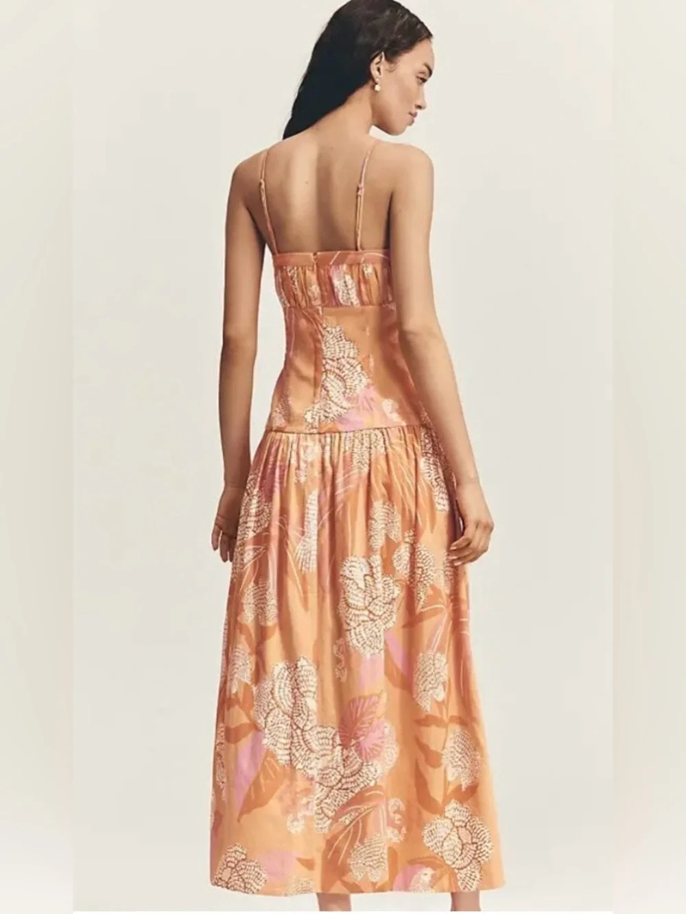 Anthropologie x Farm Rio Linen Blend Strapless Drop-Waist Maxi Dress Size S NWT - Picture 2 of 14